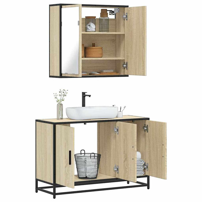 Set mobilier de baie, 2 piese, stejar sonoma, lemn prelucrat - WALTI WALTI