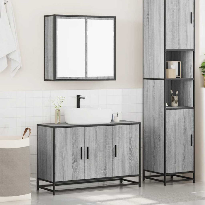 Set mobilier de baie, 2 piese, gri sonoma, lemn prelucrat - WALTI WALTI
