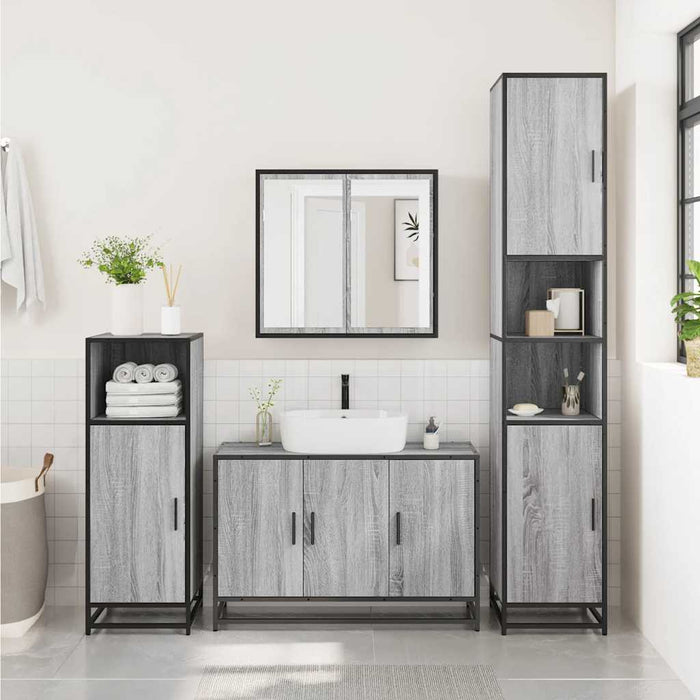 Set mobilier de baie, 2 piese, gri sonoma, lemn prelucrat - WALTI WALTI