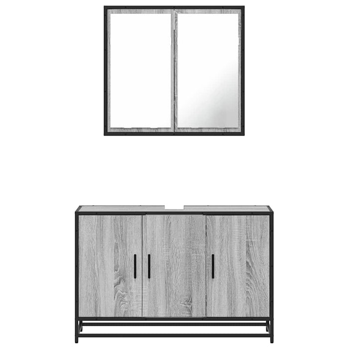 Set mobilier de baie, 2 piese, gri sonoma, lemn prelucrat - WALTI WALTI