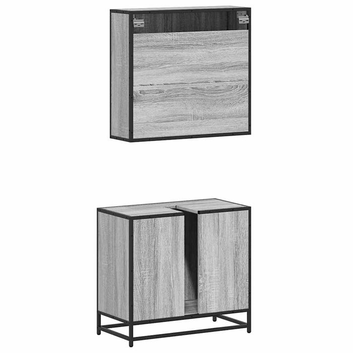Set mobilier de baie, 2 piese, gri sonoma, lemn prelucrat - WALTI WALTI