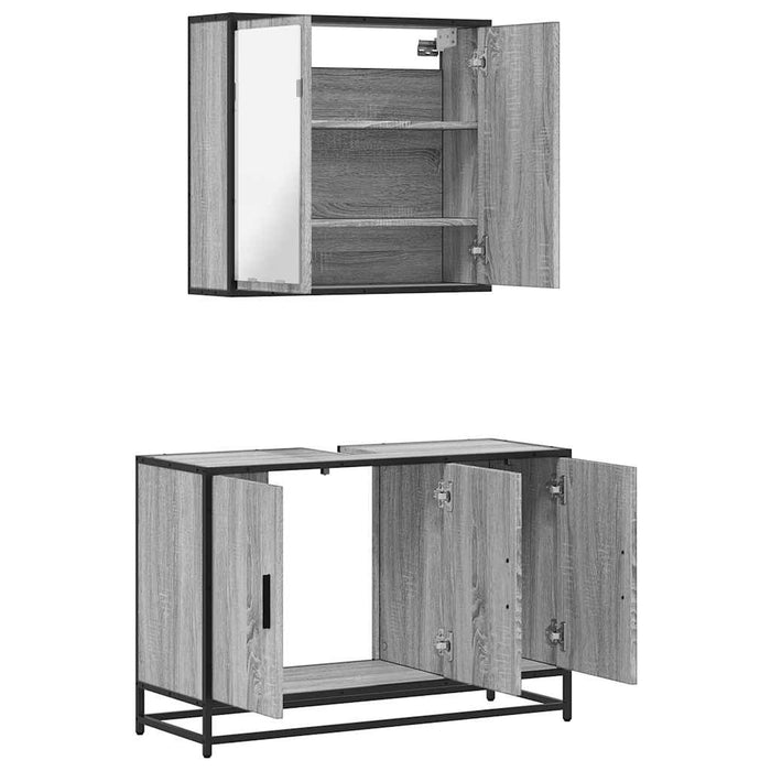 Set mobilier de baie, 2 piese, gri sonoma, lemn prelucrat - WALTI WALTI