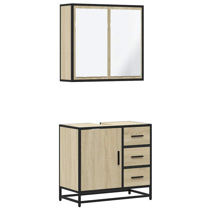 Set mobilier de baie, 2 piese, stejar sonoma, lemn prelucrat WALTI