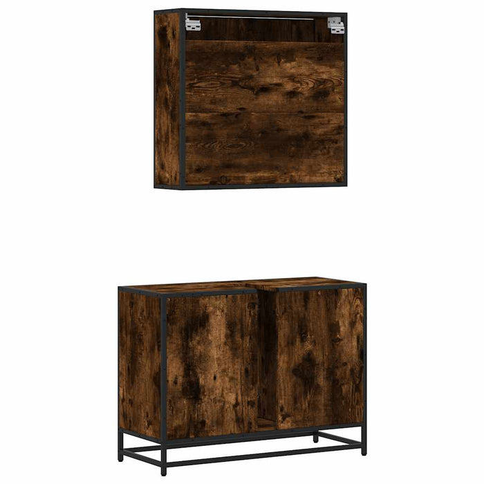 Set mobilier de baie, 2 piese, stejar fumuriu, lemn prelucrat - WALTI WALTI