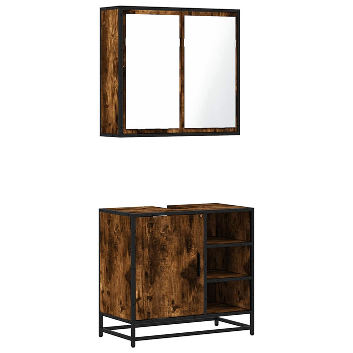 Set mobilier de baie, 2 piese, stejar fumuriu, lemn prelucrat - WALTI WALTI