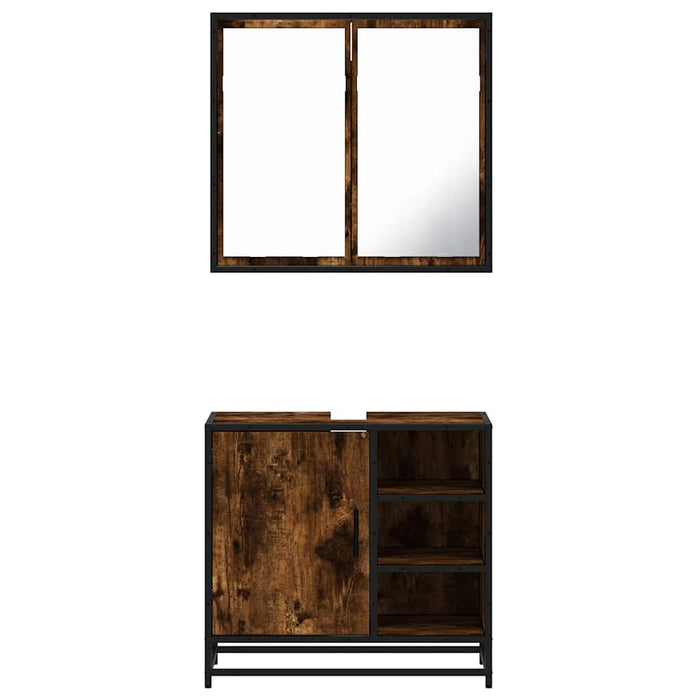 Set mobilier de baie, 2 piese, stejar fumuriu, lemn prelucrat - WALTI WALTI