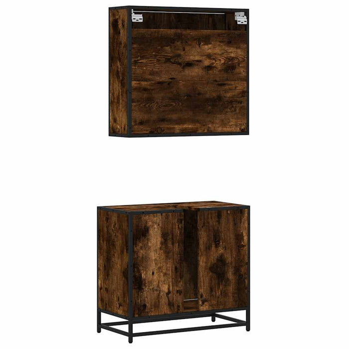 Set mobilier de baie, 2 piese, stejar fumuriu, lemn prelucrat - WALTI WALTI