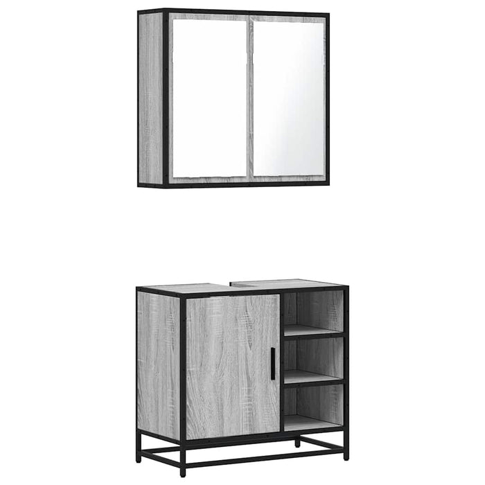 Set mobilier de baie, 2 piese, gri sonoma, lemn prelucrat - WALTI WALTI