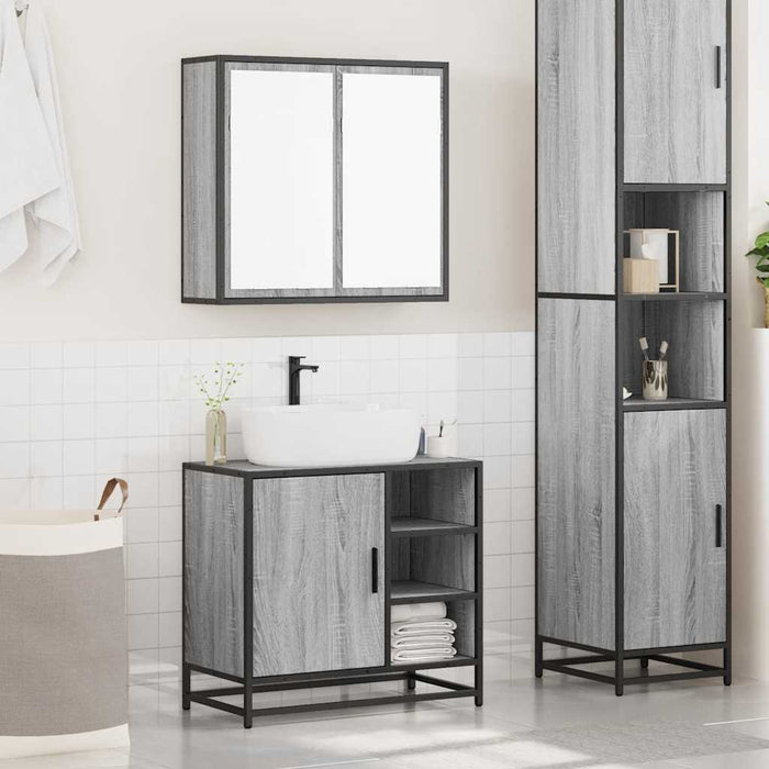 Set mobilier de baie, 2 piese, gri sonoma, lemn prelucrat - WALTI WALTI