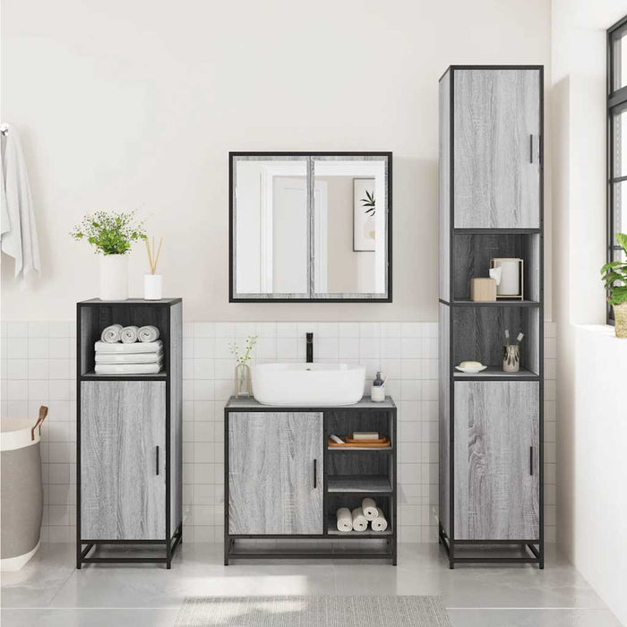 Set mobilier de baie, 2 piese, gri sonoma, lemn prelucrat - WALTI WALTI