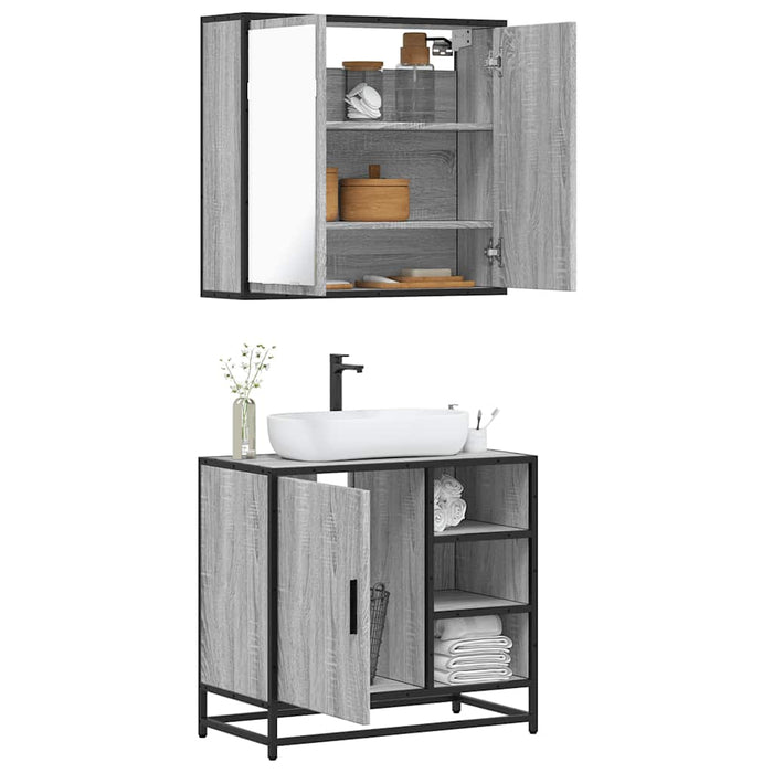 Set mobilier de baie, 2 piese, gri sonoma, lemn prelucrat - WALTI WALTI