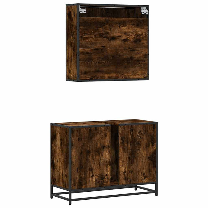 Set mobilier de baie, 2 piese, stejar fumuriu, lemn prelucrat - WALTI WALTI