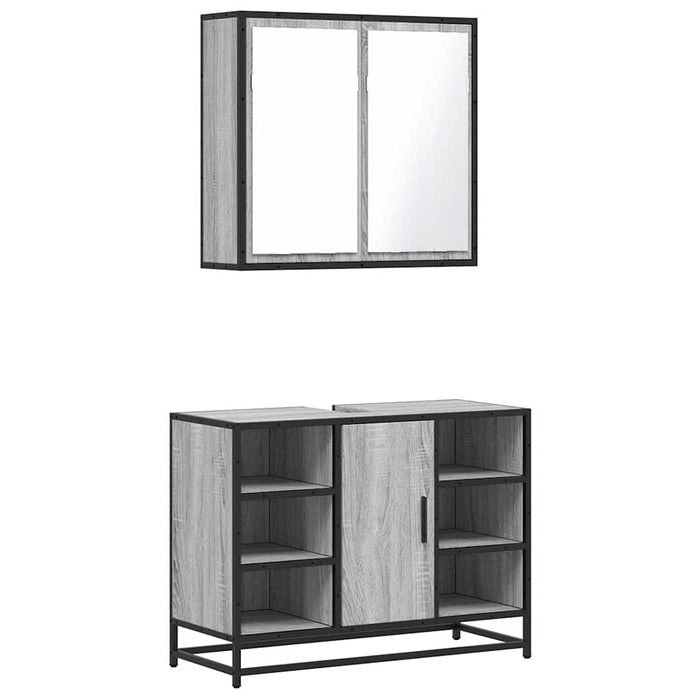 Set mobilier de baie, 2 piese, gri sonoma, lemn prelucrat - WALTI WALTI