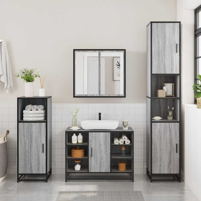 Set mobilier de baie, 2 piese, gri sonoma, lemn prelucrat - WALTI WALTI