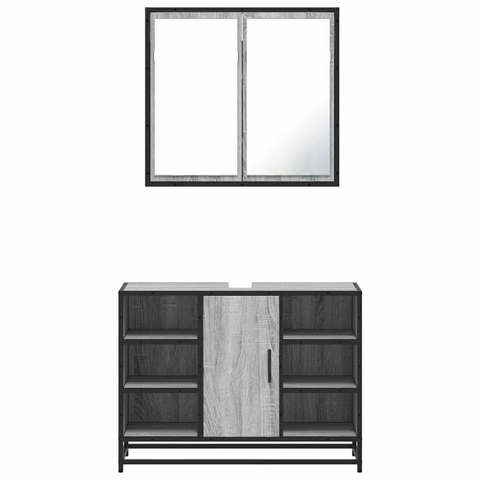 Set mobilier de baie, 2 piese, gri sonoma, lemn prelucrat - WALTI WALTI