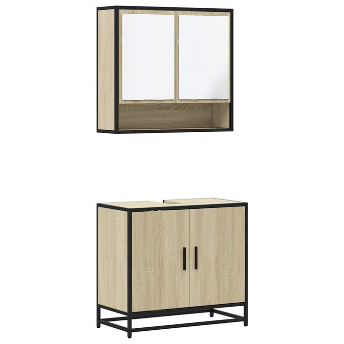 Set mobilier de baie, 2 piese, stejar sonoma, lemn prelucrat WALTI