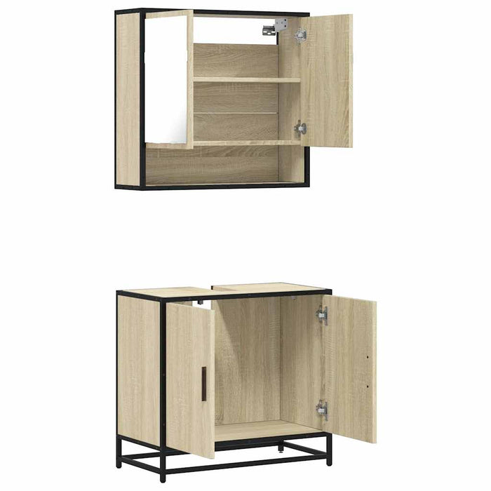 Set mobilier de baie, 2 piese, stejar sonoma, lemn prelucrat WALTI