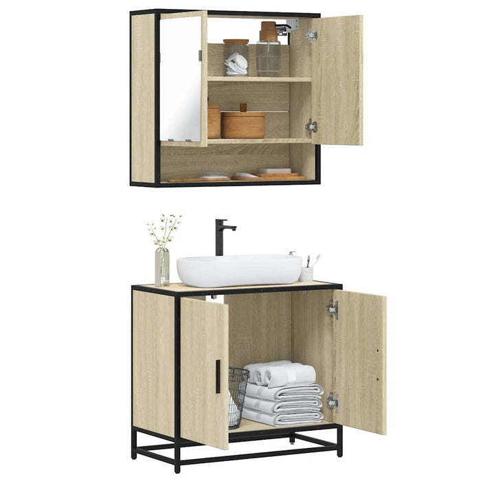 Set mobilier de baie, 2 piese, stejar sonoma, lemn prelucrat WALTI