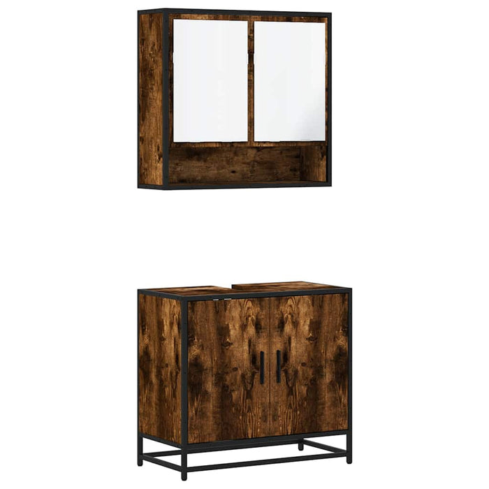 Set mobilier de baie, 2 piese, stejar fumuriu, lemn prelucrat - WALTI WALTI