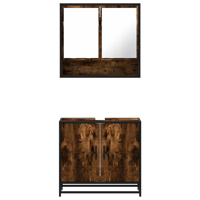 Set mobilier de baie, 2 piese, stejar fumuriu, lemn prelucrat - WALTI WALTI