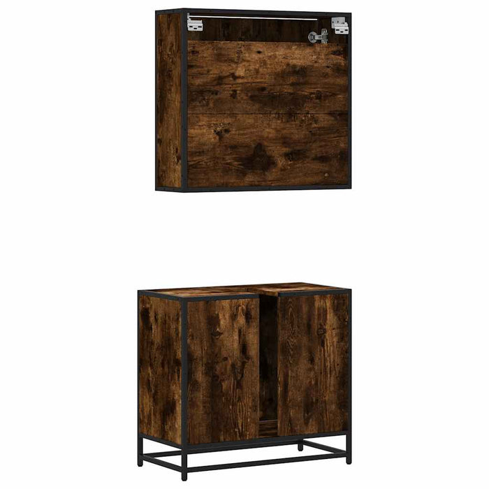 Set mobilier de baie, 2 piese, stejar fumuriu, lemn prelucrat - WALTI WALTI