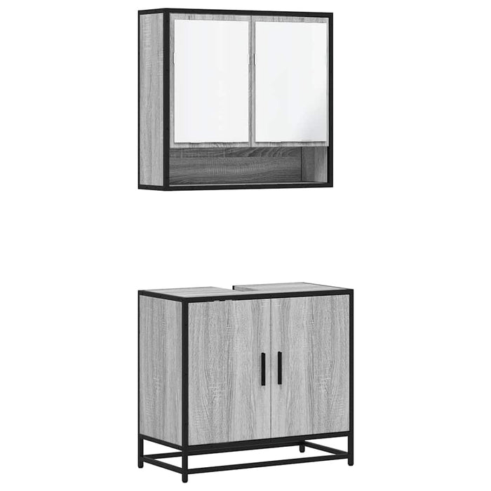 Set mobilier de baie, 2 piese, gri sonoma, lemn prelucrat WALTI