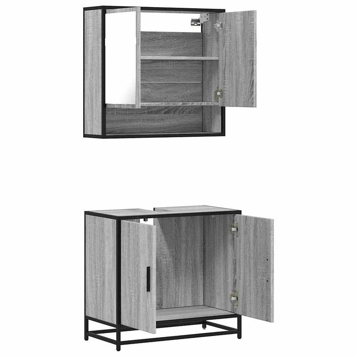 Set mobilier de baie, 2 piese, gri sonoma, lemn prelucrat WALTI