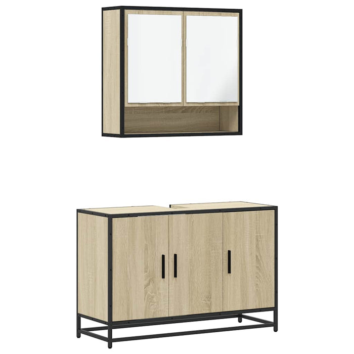 Set mobilier de baie, 2 piese, stejar sonoma, lemn prelucrat WALTI