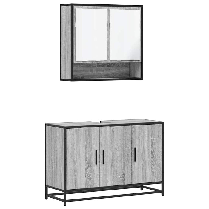 Set mobilier de baie, 2 piese, gri sonoma, lemn prelucrat WALTI