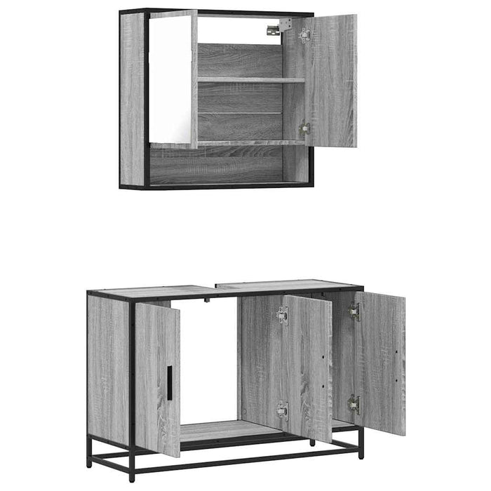 Set mobilier de baie, 2 piese, gri sonoma, lemn prelucrat WALTI