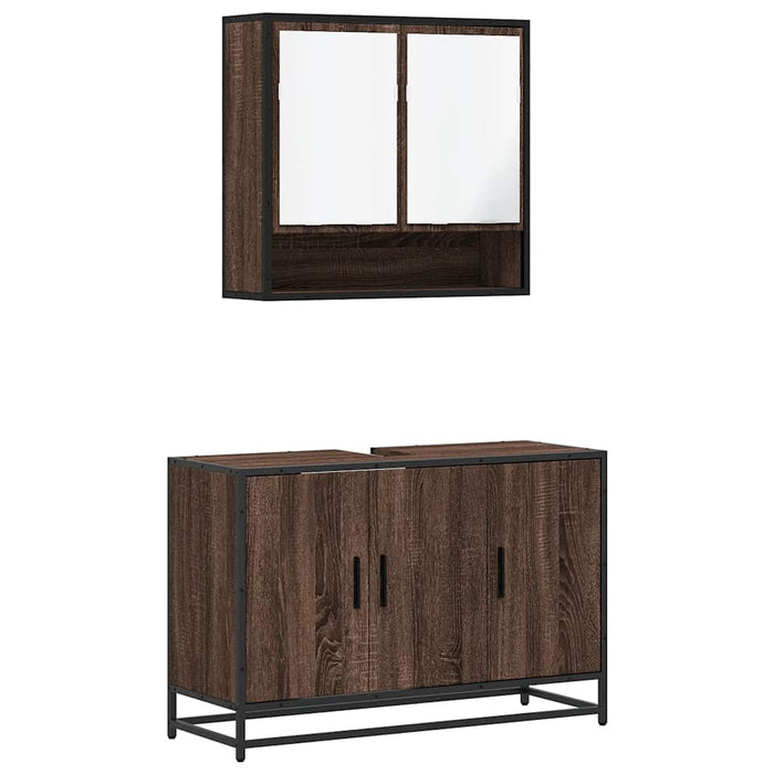 Set mobilier de baie, 2 piese, stejar maro, lemn prelucrat - WALTI WALTI