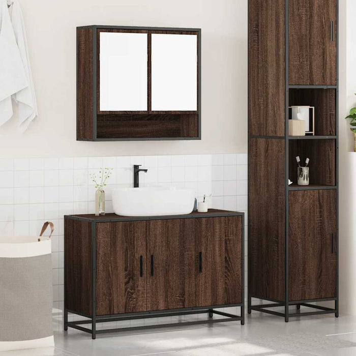 Set mobilier de baie, 2 piese, stejar maro, lemn prelucrat - WALTI WALTI