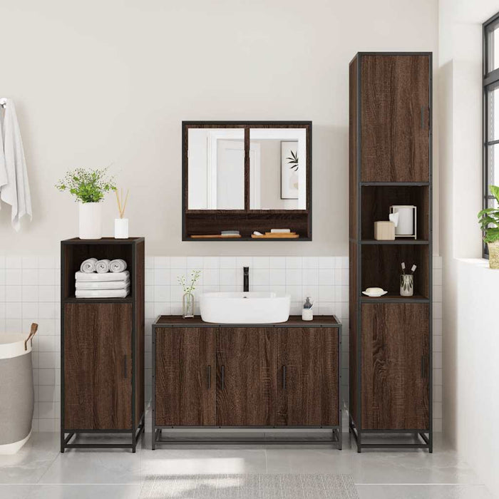 Set mobilier de baie, 2 piese, stejar maro, lemn prelucrat - WALTI WALTI