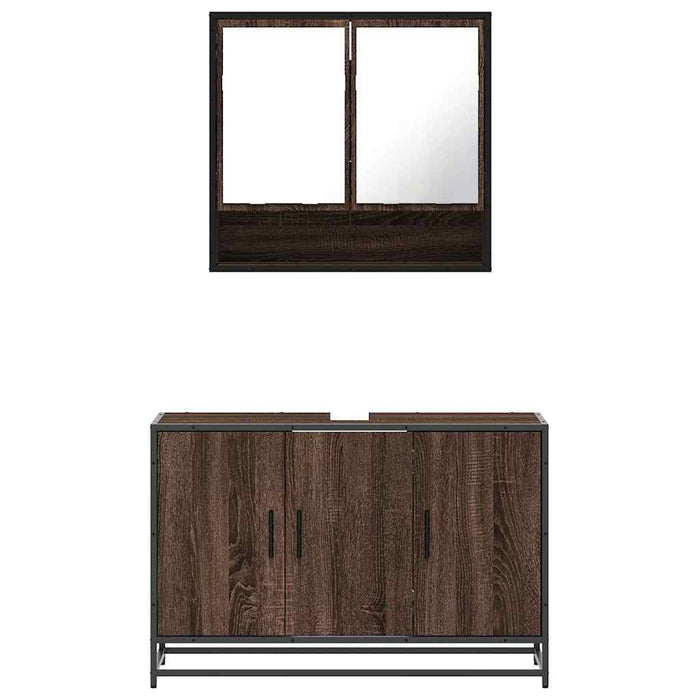 Set mobilier de baie, 2 piese, stejar maro, lemn prelucrat - WALTI WALTI