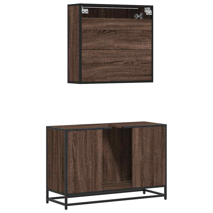 Set mobilier de baie, 2 piese, stejar maro, lemn prelucrat - WALTI WALTI