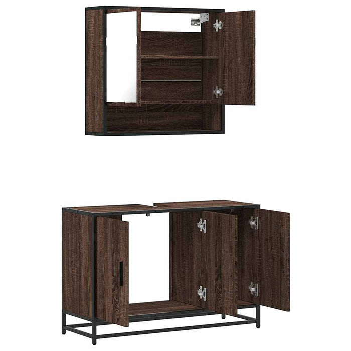 Set mobilier de baie, 2 piese, stejar maro, lemn prelucrat - WALTI WALTI