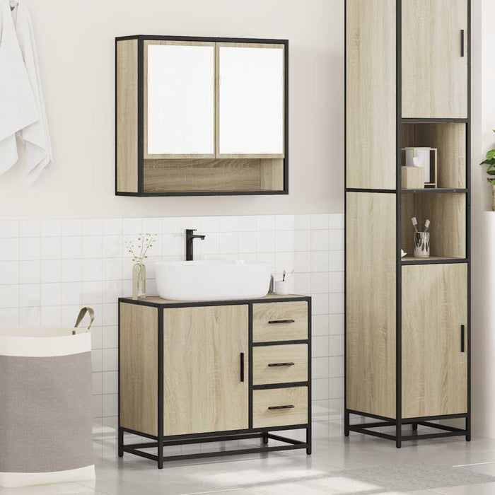 Set mobilier de baie, 2 piese, stejar sonoma, lemn prelucrat - WALTI WALTI