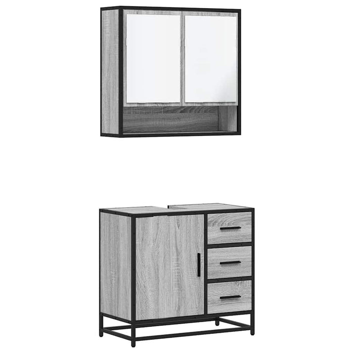 Set mobilier de baie, 2 piese, gri sonoma, lemn prelucrat WALTI