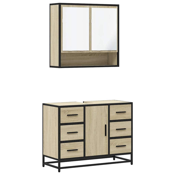 Set mobilier de baie, 2 piese, stejar sonoma, lemn prelucrat - WALTI WALTI