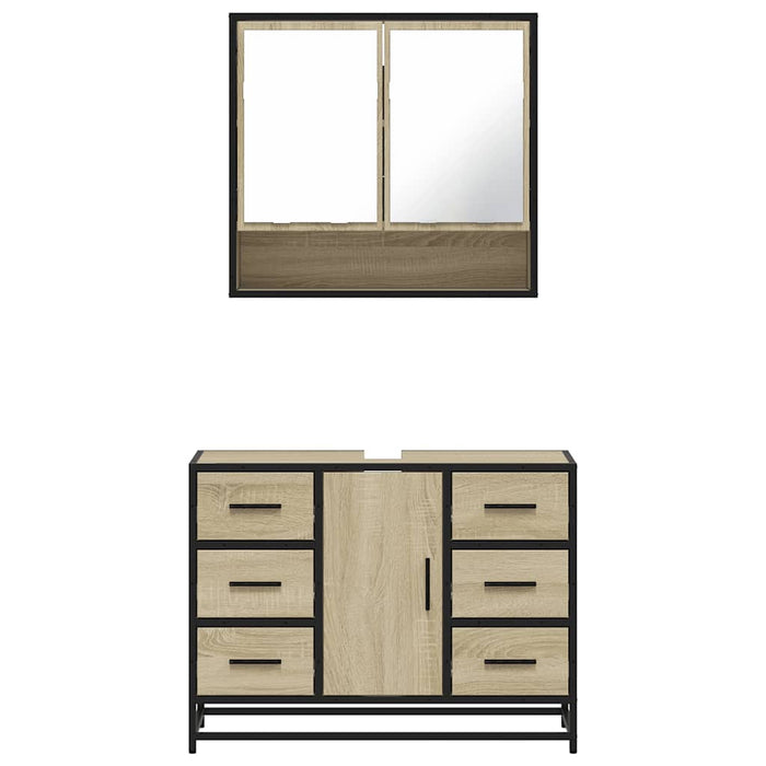 Set mobilier de baie, 2 piese, stejar sonoma, lemn prelucrat - WALTI WALTI