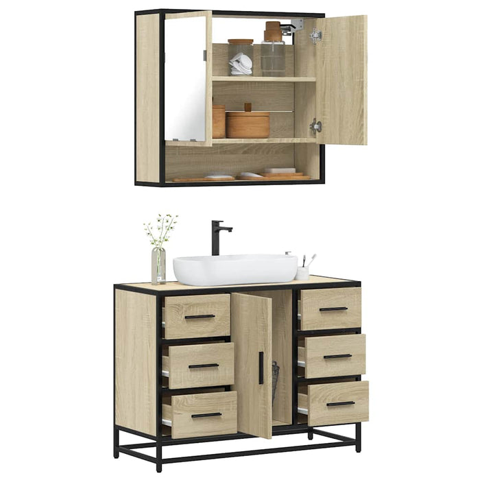 Set mobilier de baie, 2 piese, stejar sonoma, lemn prelucrat - WALTI WALTI