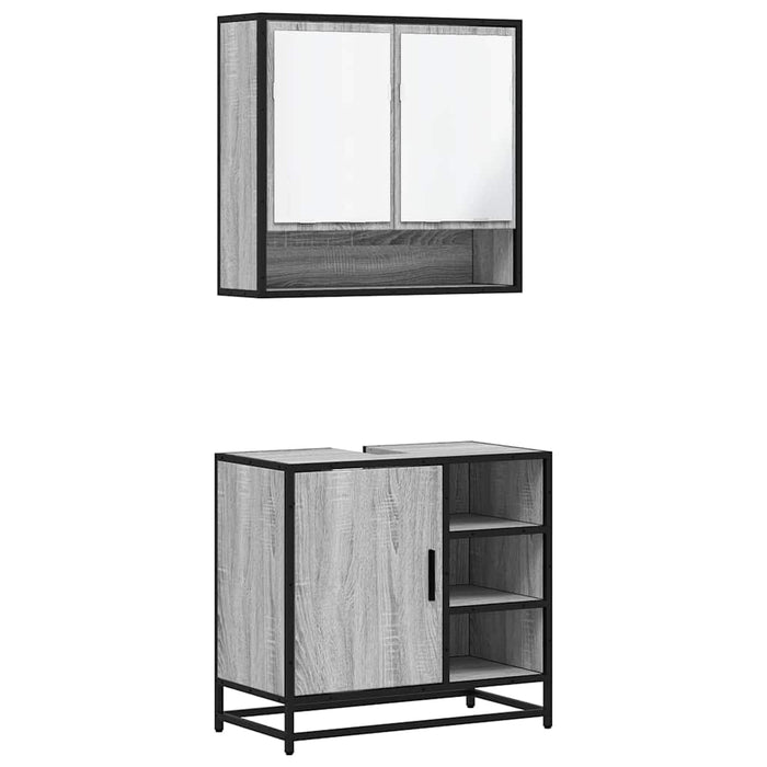 Set mobilier de baie, 2 piese, gri sonoma, lemn prelucrat WALTI