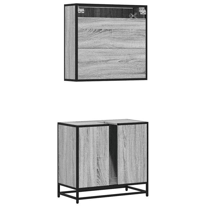 Set mobilier de baie, 2 piese, gri sonoma, lemn prelucrat WALTI