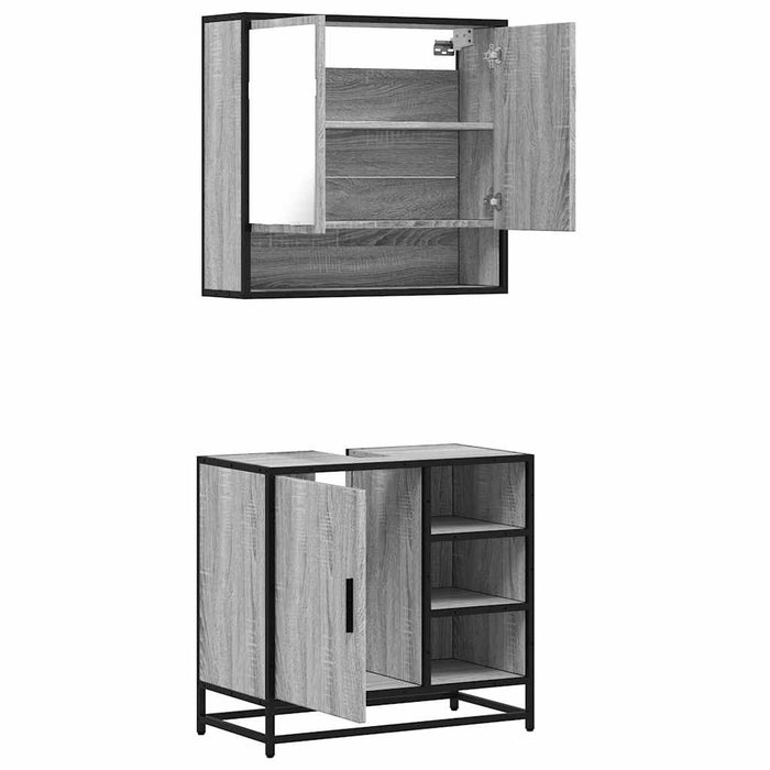 Set mobilier de baie, 2 piese, gri sonoma, lemn prelucrat WALTI