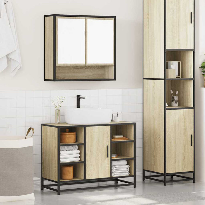 Set mobilier de baie, 2 piese, stejar sonoma, lemn prelucrat - WALTI WALTI