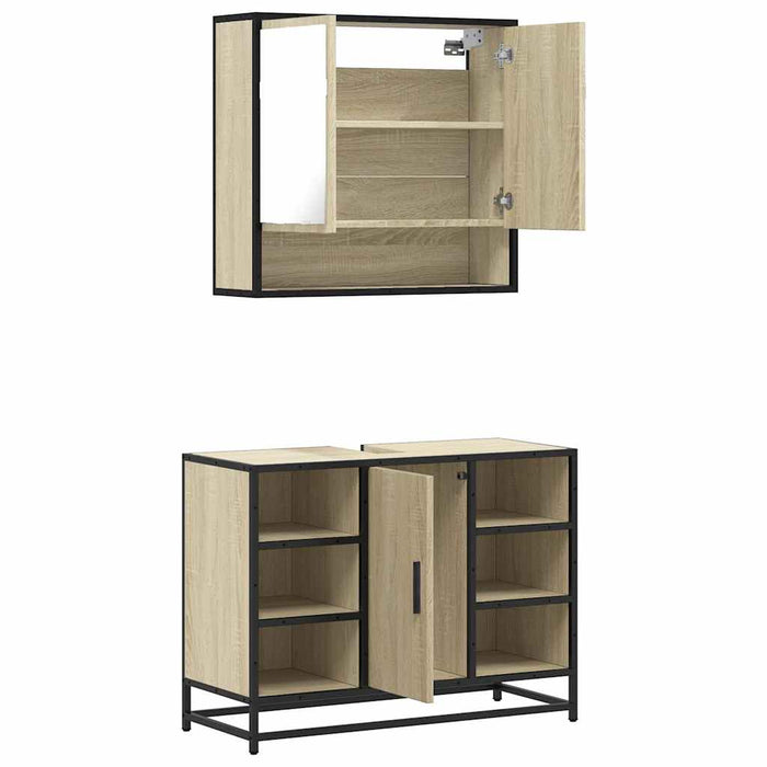 Set mobilier de baie, 2 piese, stejar sonoma, lemn prelucrat - WALTI WALTI