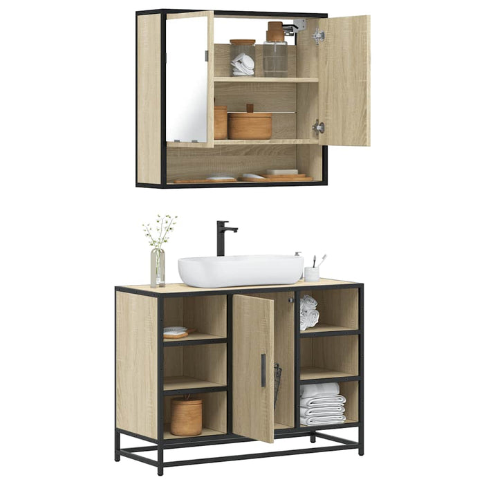 Set mobilier de baie, 2 piese, stejar sonoma, lemn prelucrat - WALTI WALTI
