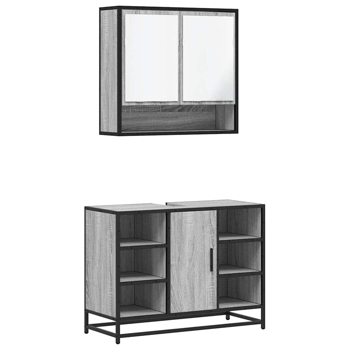 Set mobilier de baie, 2 piese, gri sonoma, lemn prelucrat WALTI