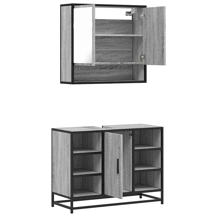 Set mobilier de baie, 2 piese, gri sonoma, lemn prelucrat WALTI