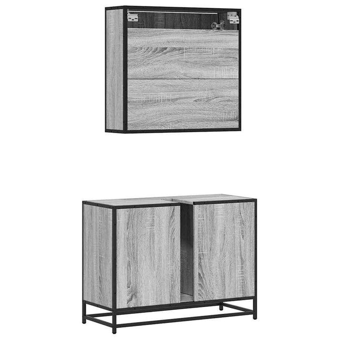 Set mobilier de baie, 2 piese, gri sonoma, lemn prelucrat WALTI